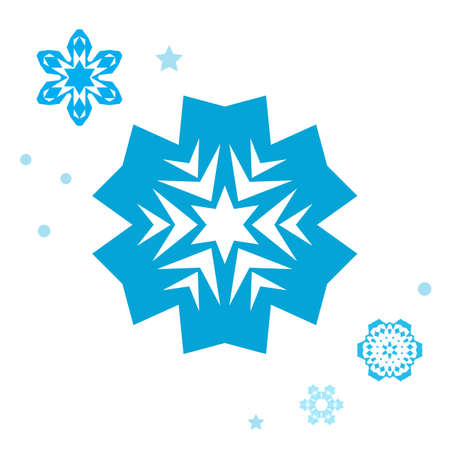 Set of simple snowflake icon isolated on white background. Snow flake elements for Christmas winter design and New Year decoration. Refrigerator vector symbols or logoのイラスト素材