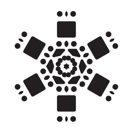 Simple snowflake icon with dots and round elements isolated on white background. Snow flake element for Christmas winter design and New Year decoration. Refrigerator vector symbols or logoのイラスト素材
