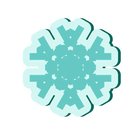 Simple blue snowflake icon isolated on white background. Snow flake element for Christmas winter design and New Year decoration, refrigerator vector symbols or logo with a shadowのイラスト素材