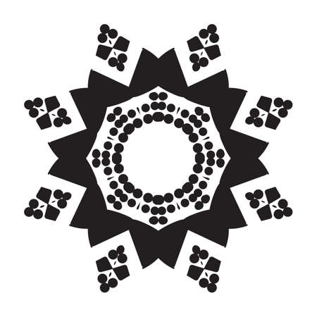 Simple snowflake icon with dots and round elements isolated on white background. Snow flake element for Christmas winter design and New Year decoration. Refrigerator vector symbols or logoのイラスト素材