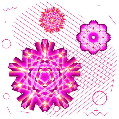 Indian mandala, flower icon or modern snowflake symbol isolated. Snow flake element for Christmas winter design and New Year banner decorationのイラスト素材