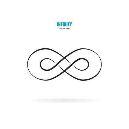 Black brush stroke infinity, moebius vector symbol, logo or limitless sign isolated on white background. Creative infinite or eternity endless iconのイラスト素材