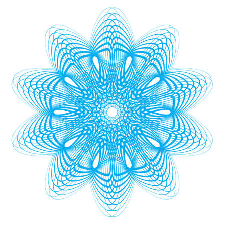Blue guilloche rosette or spirograph background vector illustration. Diploma frames, security certificate pattern or protective money ornamentのイラスト素材