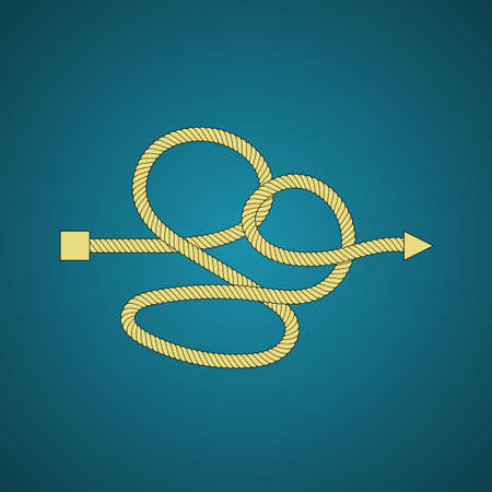 Confused and complicated way with scribbled path as chaos concept illustration. Tangled rope knot vector illustrating of difficult problem solusionのイラスト素材