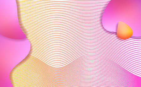 Liquid elements, mixed color plastic shapes or various organic bubbles on Thin Line Background....