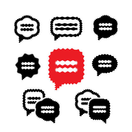 Vibrant Speech Bubble or Message Symbol Vector Icon Collection. Set of Thought Bubbles, Messages or Communication Signsのイラスト素材