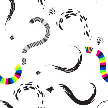 Interrogation Seamless Pattern With Question Marks. Simply Endless Texture Of Query or Quiz Symbolsのイラスト素材