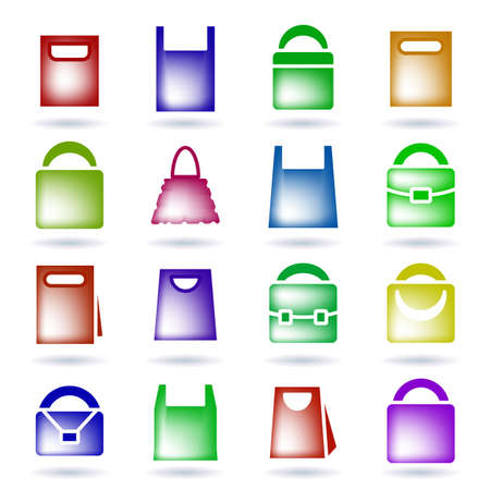 Set of 3d Vector Shopping Bag Icons Isolated on White Backgroundの写真素材