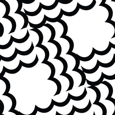 Wave seamless vector pattern or hand drawn monochrome modern background. Wave endless icon pattern...