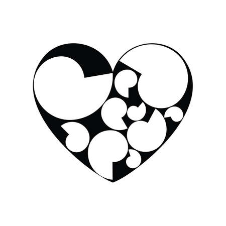 Black and white vector heart icon isolated on white background. Simple love sign conceptのイラスト素材