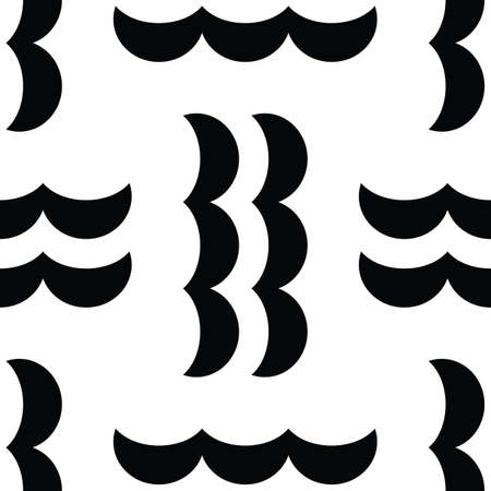 Wave seamless vector pattern or hand drawn monochrome modern background. Wave endless icon pattern...