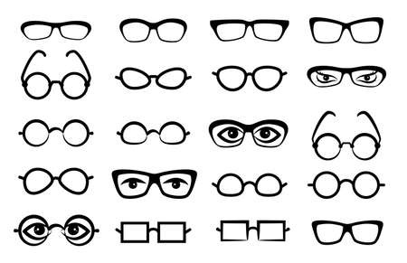 Eye glasses icon isolated on white background. Simple sunglasses or optical symbol, logo, rimのイラスト素材