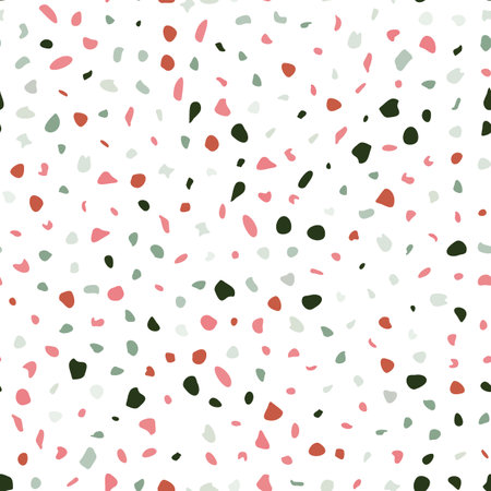 Terrazzo vector seamless pattern in brown, red and terracotta colors. Colored stone flooring illustration, marble floor texture backgroundのイラスト素材