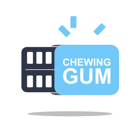 Chewing gum package icon. Bubble gum box symbol, sugar free bubblegum pads, mint tablets, menthol drugs silhouette, vector illustrationのイラスト素材