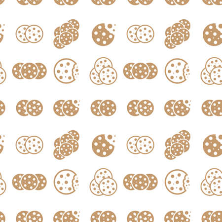 Cookie seamless pattern. Oatmeal sugar bitten cookies print, cookies endless background, biscuit tile, repetitive wallpaper for fabric, wrapping endless designのイラスト素材