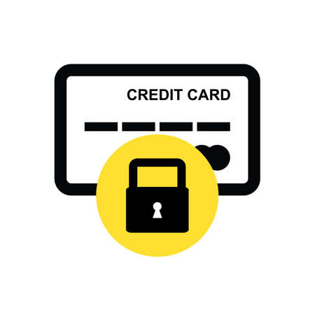 Block bank account icon. Locked credit card symbol, closed lock, security conceptのイラスト素材