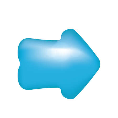 Blue cartoon arrow. Game interface vector element, candy cursor. Download button design, mobile play symbol isolatedのイラスト素材