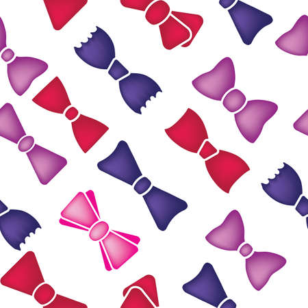 Bow tie festive seamless pattern. Neck tie elegant 3d vector print. Bowtie endless background, tile, repetitive wallpaper for fabric, wrapping endless designのイラスト素材