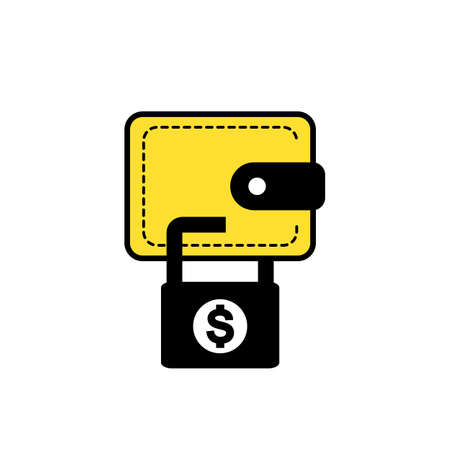 Blocked money icon. Locked wallet, blocked dollar account, security conceptのイラスト素材