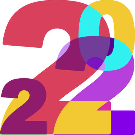 2022 Happy New Year Vector Numbers for Calendar Design. Winter Holidays Greeting Card, Seasonal Flyer, Typography Graphic Elementのイラスト素材