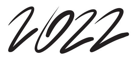 2022 Hand Drawn Vector Numbers, Chinese New Year Calligraphy Sketch Calendar Design. Doodle Greeting Card, Scribble Handdrawn Brush Font, Freehand 2022 Typography Graphic Elementのイラスト素材