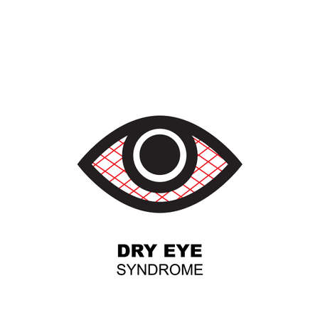 Dry eye syndrome icon. Tired sleepy eye symbol, ophthalmologist vector illustration isolated on white backgroundのイラスト素材