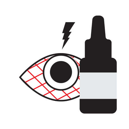 Dry eye syndrome icon. Tired sleepy eye symbol, ophthalmologist vector illustration isolated on white backgroundのイラスト素材
