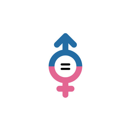 Gender equality icon. Female rights concept, sex equity vector symbol, female and male balance sign, venus and mars pictogram, gender vector illustrationのイラスト素材