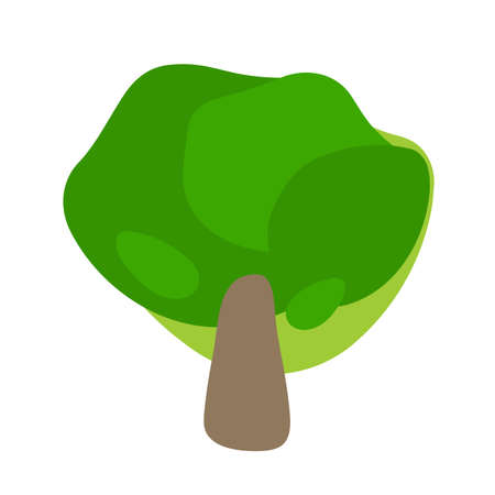 Tree icon. Oak symbol, green trees with leaves sign, elm silhouette, forest pictogram, park graphic element, wood concept, simple tree vector illustrationのイラスト素材