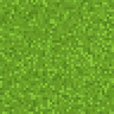 Pixel grass texture background. Green retro square grass pattern, abstract pixel landscape, 8bit game lawn wallpaperのイラスト素材