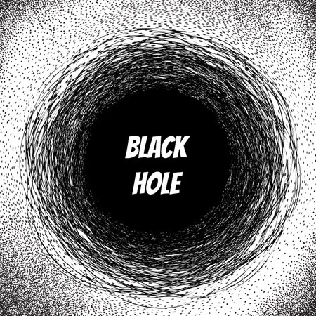 Supermassive black hole icon isolated. Hand drawn ink line circles or scribble circle doodle sketch, thin line rings, pencil handwritten art imitation with zoom effectのイラスト素材