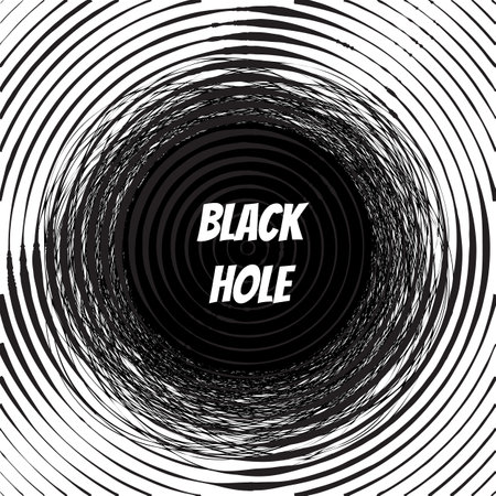 Supermassive black hole icon isolated. Hand drawn ink line circles or scribble circle doodle sketch, thin line rings, pencil handwritten art imitation with zoom effectのイラスト素材
