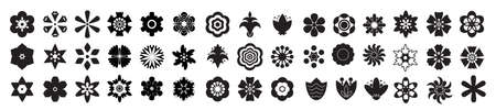 Flower vector icon, template, pictogram set. Modern emblem for shop, market, internet, decoration, design. Trendy simple style floral nature symbolのイラスト素材