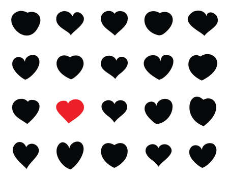 Black and white vector heart icon isolated on white background. Simple love sign conceptのイラスト素材