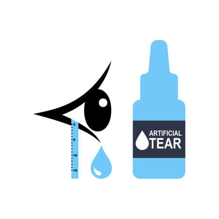 Artificial tears vector icon isolated. Dry eye syndrome, tired sleepy eye symbol, ophthalmologist illustration isolated on white backgroundのイラスト素材