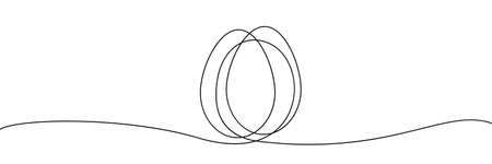 Hand drawn continuous thin line egg. Minimalist lined egg shape, sketch doodle vector illustrationのイラスト素材