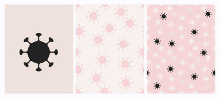 Coronavirus seamless pattern. Corona virus texture background, 2019-ncov icon irregular print, covid-19 tile, pandemic repetitive wallpaper for fabric, wrapping, endless designのイラスト素材