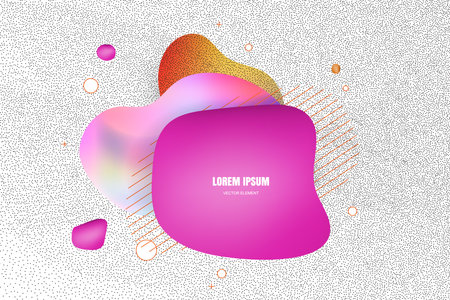 Liquid Shapes on Dot Texture Background. Halftone Pattern, Half Tone Gradient, Dotted Design, Print with Gradients Dots Vector Illustrationのイラスト素材