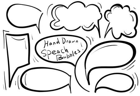 Hand Drawn Imitation of Speech Bubble Vector Icons. Collection of Sketchy Doodle Thought Bubblesのイラスト素材