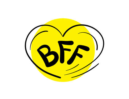 Hand drawn BFF. Best friends forever drawing, friendship lettering, friend print, handwriting sketchy vector illustrationのイラスト素材