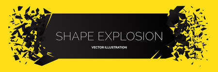 shape explosion. Destructive shapes vector illustration, debris isolated, black motion crack with...
