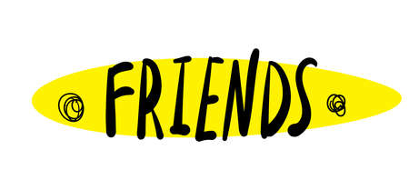 Hand drawn friends word. Friendship lettering, friend print, handwriting sketchy vector illustrationのイラスト素材