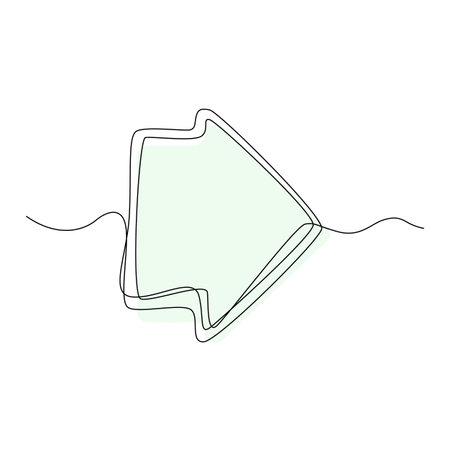 line drawing arrow. Single draw direction icon, line art way pointer, continuous monoline drawing,...