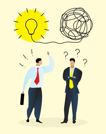 Simplifying the complex, confusion and clarity businessman, path vector idea concept with...