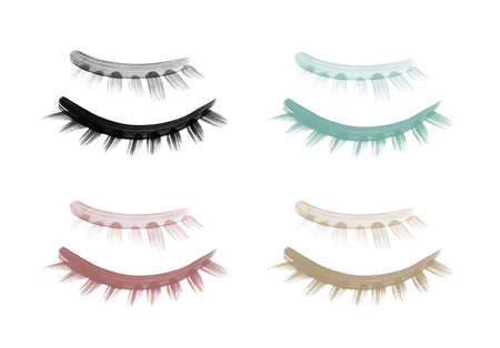 Brush drawn closed eyes set. Water color eye icon, hand drawn grunge eyelashes symbol, rough stroke...