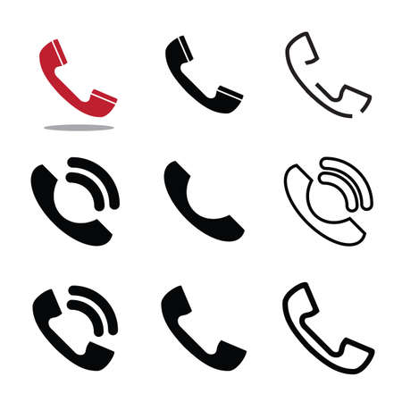 Handsetcell symbol, old phone sign, contact us icon, hotline concept, handset collection, support vector illustrationのイラスト素材