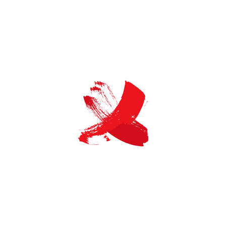 X mark icon. Brush drawn red cross, grunge X symbol, vote silhouette, scribble crosses, error...
