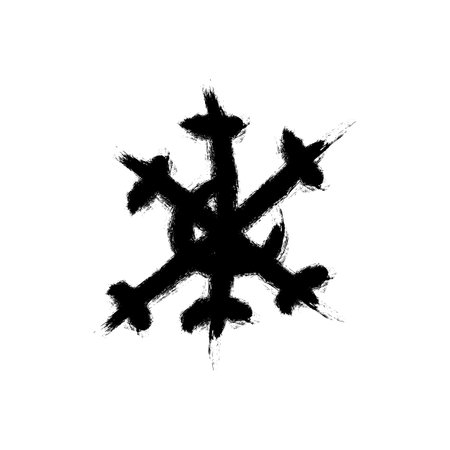 Grunge snowflake icon. Painting snow flake symbol, hand drawn snow sign, brush stylized snowflakeのイラスト素材