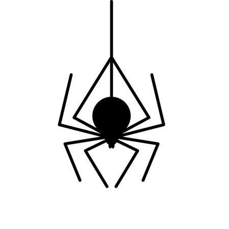 Boo spider icon, black widow silhouette. Scary halloween symbol, horror arachnid sign, spooky bug pictogram, spider vector icon isolatedのイラスト素材