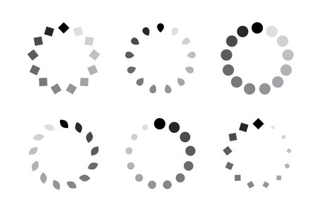 Download Progress Icon, Loading Round Symbol Collection, Downloading Speed Vector Symbols Set Isolated, Loading Icon Vector Illustrationのイラスト素材